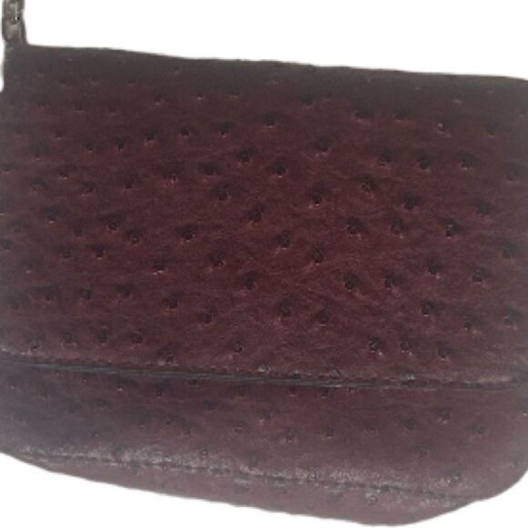 HOUSE OF JOR burgundy faux leather ostrich print crossbody - Picture 2 of 6